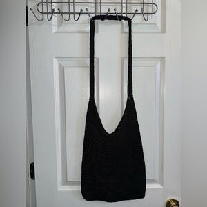 Lovely Black Knit Shoulder Bag